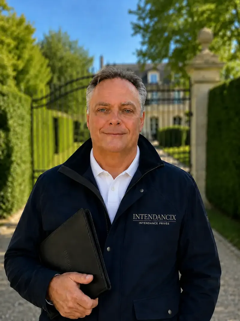 Le fondateur d’Intendancix devant une propriété des Yvelines
